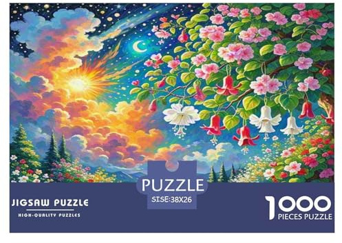 Fuchsia Hybrida Herausforderung Puzzle 1000 Teile für Erwachsene, Lernspiele, Puzzle, Heimdekoration und exquisites Geschenk, 38 x 26 cm/1000 Stück