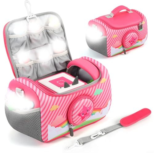 Glomc Étui de transport pour kit de démarrage Toniebox, pour lecteur audio Toniebox 2, sac de transport et de rangement, quatre couleurs disponibles : rouge, rose, violet, gris (rose)