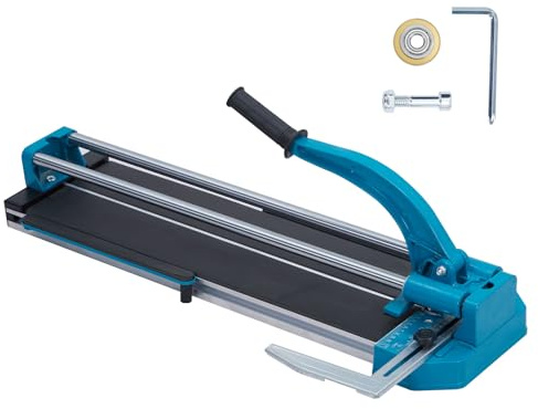 24in Double‑Rail Manual Tile Cutter with Laser for Porcelain Ceramic Tiles | Tungsten carbide wheel, robust aluminium frame,15‑mm tile capacity. Anti‑slip base, scale, spare wheel for home tiling