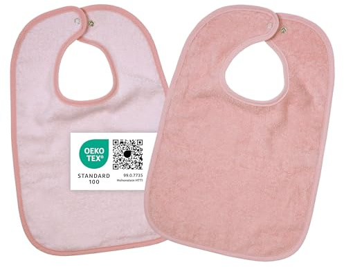 Wörner Baby Lätzchen 2er Set - 2x Kinderlätzchen mit Druckknopf / 100% Baumwolle, OEKO-TEX® Standard 100, größenverstellbar, sehr saugfähig