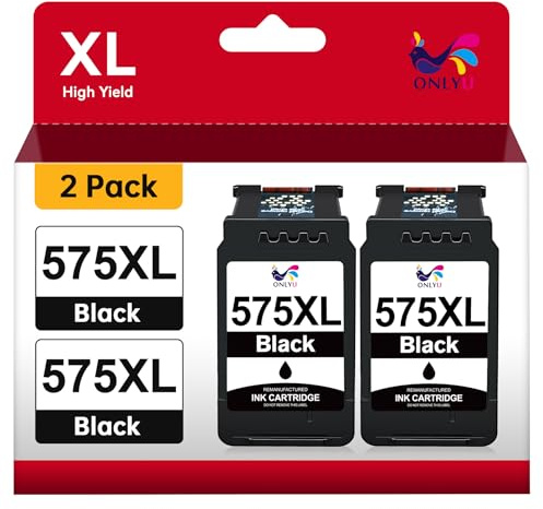 ONLYU 575 575XL Black PG-575XL Schwarz Kompatible für Canon 575 Black | Multipack für Canon PIXMA TR4755i TS3750i TS3751i TS3752i TR4756i TS3550i TS3551i TR4750i TR4751i (2 Schwarz)