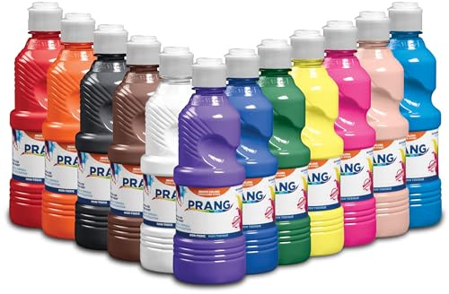 Prang Ready-to-Use Tempera Paint, Assorted Colors, 16 Oz., 12 Count