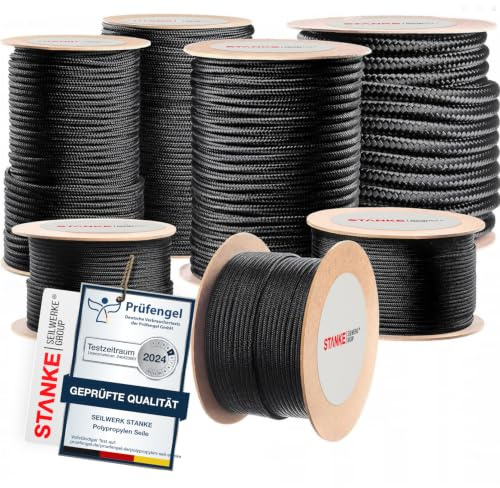 Seilwerk STANKE Corda polipropilene nero 20mm 30m - Cavo stendibiancheria per esterno - Corda resistente per il trasporto, la nautica, la costruzione