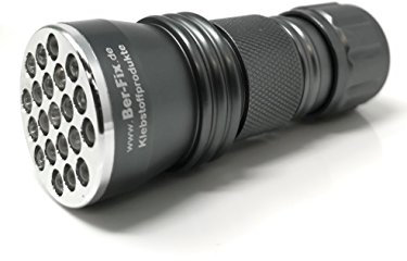 Ber-Fix UV Taschenlampe 21 UV Led | Uv Kleber 380 400 nm Ultraviolett | für UV Klebstoffen von Ber-Fix Loctite UHU Bohle