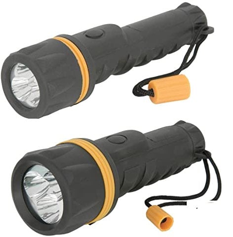 Vellcom Two Pack - Home & Bag LED Torches Large Rubber Body Heavy Duty, Weatherproof. and with 3 Wide Angle LED's.