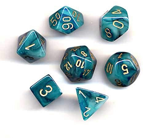 Chessex Phantom 7-Die Set - Teal w/Gold