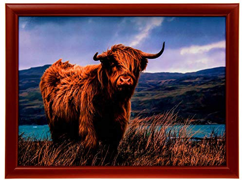 The Leonardo Collection Highland Cow Laptray For Food Serving & Breakfast | Comfortable Bean Bag Lap Trays With Cushion | Durable Food Tray For Eating On Lap | Multipurpose Laptrays For Home & Adults