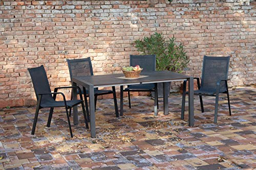 acamp Gartenmöbelset 4X Urban Stapelsessel 56860 und 1x Ausziehtisch 56669 Extensio 160 +60 x 98 cm
