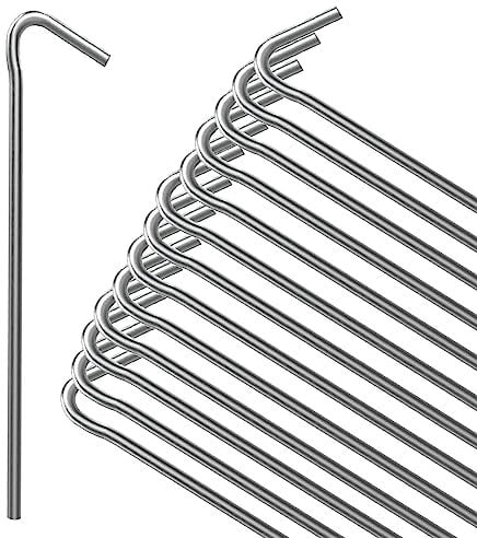 ANSIO Tent Pegs Pack of 20 Galvanised Metal Pegs 5mm x 9 inch, Heavy Duty Camping Ground Pegs, Ideal for Camping,Hiking,Traveling,Beach and Outdoor