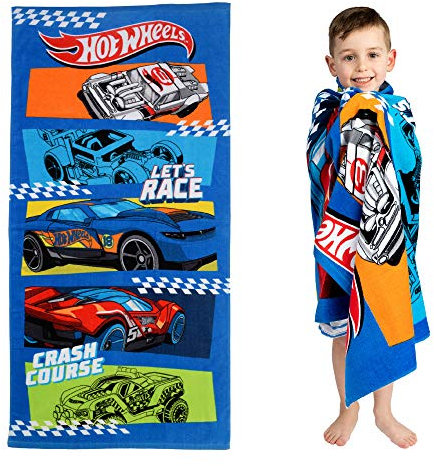 Franco Kinder-Badetuch, superweich, Baumwolle, 147 x 71 cm, Hot Wheels