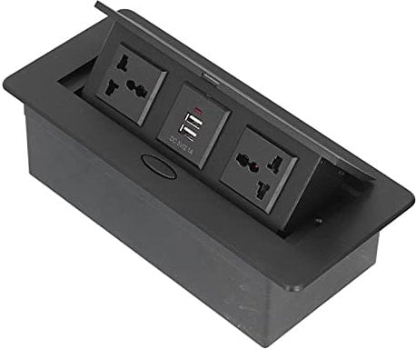 Deror Pop Up Electrical Outlet Cover Box, Desktop Outlet Floor Sockets with 2 USB Data, 2 Socket, 250V J29 for Home Office