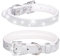 Hundehalsband mit Strasssteinen, glitzernd, Diamant, Haustierhalsband, Hund Zubehör, weich, gepolstert, für Welpen, kleine und mittelgroße Hunde (XS: Silber)