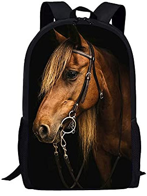 POLERO Kinderrucksack Schultasche Kindergarten Vorschultasche Kleinkind Reisetasche Totenkopf Print Design, Braunes Pferd