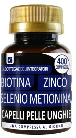 Biotina Zinco Selenio Metionina 400 Compresse 1 al giorno | Senza Glutine | non di origine animale | Capelli Unghie Pelle Antiossidante Sistema Immunitario | Alto Dosaggio