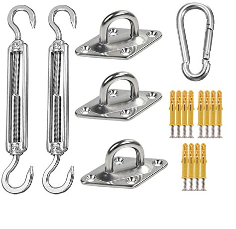 Kit de Fixation pour Voile d'Ombrage,Heavy Duty antirouille Soleil Voile D'ombrage Kit de Fixation - 304 Inoxydable Voile d'Ombrage, Kit de Fixation Voile d'ombrage pour Triangle, Carré & Rectangle.
