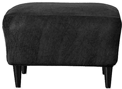 Highdi Housse Ottomane Housses de Pouf Rectangulaire, Couleur Unie Épais Velours Housse Repose-Pieds Extensible Protecteur Meubles Housse de Tabouret avec Fond Élastique (Noir)