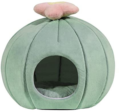 Fakkflc Cute Cactus cat bed, warm cat cave bed cat house kitten bed closed covered indoor cat comfortable cat cottage cat furniture removable