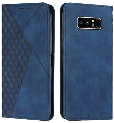 KOUYI Coque pour Samsung Galaxy Note 8, Premium Flip Housse Étui Protection Rabat Clapet Portefeuille Phone Cover Magnétique [Porte Cartes] Antichoc Béquille Cover (Bleu)