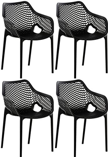 CLP XL-Bistrostühle Air I Stapelstühle Air Aus Kunststoff Mit 44 cm Sitzhöhe I Outdoor-Stühle Mit Wabenmuster, Farbe:schwarz
