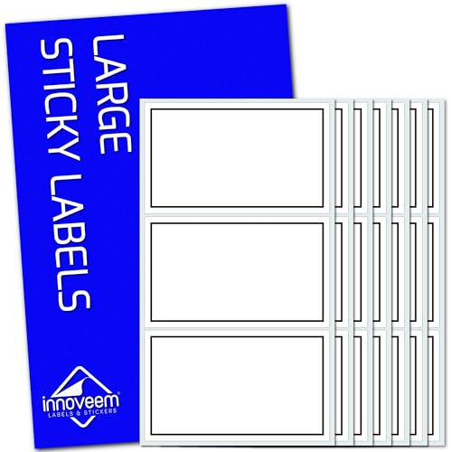 Packing Labels for Moving House - 45 Large Sticky Labels 102x62mm (4x2.4”) White, Removable, Waterproof, Easy Peel Off Storage Box Stickers, Multipurpose for Household & Moving Boxes by Innoveem
