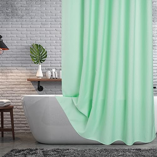 EurCross Rideau de Douche Vert 180x200cm, Tissu épais Imperméable à l'eau Lavable Rideau de Douche pour Salle de Bain avec Ourlet Lesté et 12 Crochets