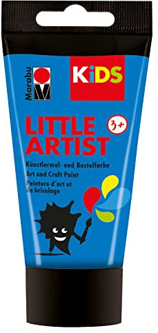 Marabu KiDS Little Artist 75 ml, Blau, Künstlermal- und Bastelfarbe für Kinder ab 3 Jahren, Kindermalfarbe auf Wasserbasis, auswaschbar, Made in Germany, vegan, glutenfrei, 03050002253