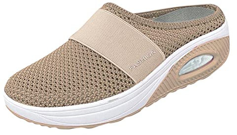 Hausschuhe Damen mit Leichter Sohle Vorne Geschlossen Sneaker Outdoor Sommer Medicus Schuhe Pantoletten Diabetic Mesh Atmungsaktiv Air Cushion Orthopädische Schuhe Gesundheitsschuhe Clogs