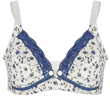 Soutien-gorge D'allaitement Pré-ouverture Coton Allaitement maternité Soutien-gorge D'allaitement pour les Femmes Enceintes (pommetier bleu)