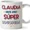 MUGFFINS Tazas Personalizadas para LOGOPEDA mujer - En Español - Eres Súper - 11 oz / 330 ml - Regalo Personalizable original y divertido