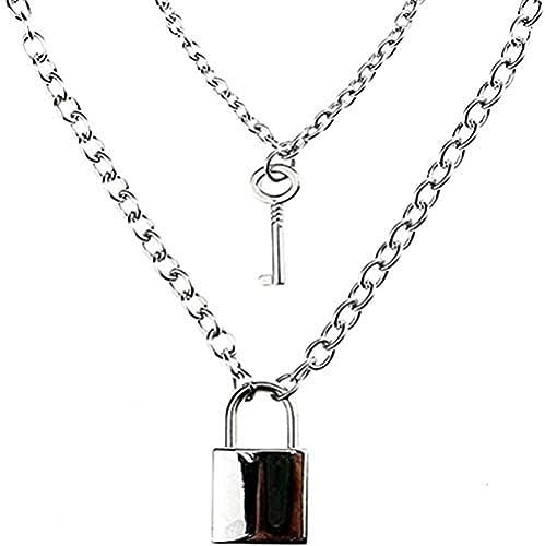 Collana 1 Paio Hip Hop Rock Collana A Catena In Acciaio Inossidabile Collana Con Ciondolo Chiave Di Blocco Coppia Lucchetto Collana Gioielli Amore Eterno Lunghezza 60 Cm Ragazze Jun,HaoAMZ