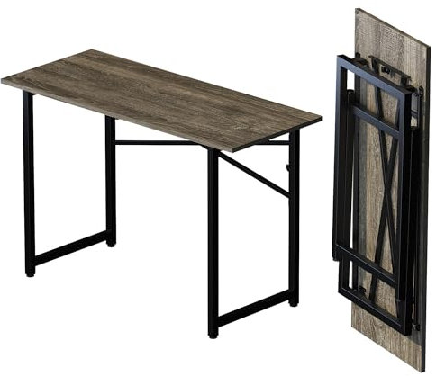 Lutown-Teen Scrivania Pieghevole Da 120 cm, Scrivania Da Campeggio Per Computer Da Gioco, Tavolo Da Ufficio Senza Necessità Di Montaggio, Quercia Nera