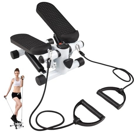 Lixada Swing Stepper, Mini-Stepper für Übungen zu Hause mit Widerstandsbändern, Kapazität 100 kg, Treppenstepper, Ganzheitliches Schulung