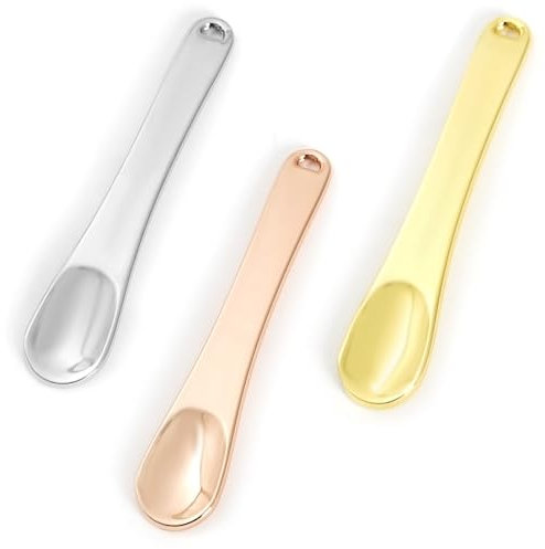 DHWEKU Espátula Cosmética, 3 Pcs Espátula de Maquillaje de Metal, Mini Cuchara de Metal, Espátula de Mascarilla, para Crema Facial, Mascarilla, Mezcla y Muestreo