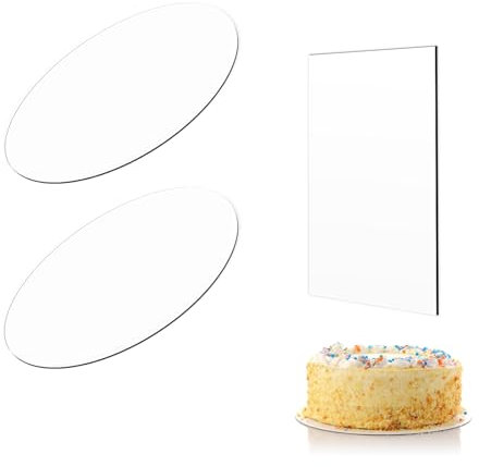 ZYFC 2 Pack Round Acrylic Cake Plates, 8-inch & 6-inch, Transparent, Modern, Reusable, BPA Free, Perfect for Birthdays, Weddings, Bake Sales
