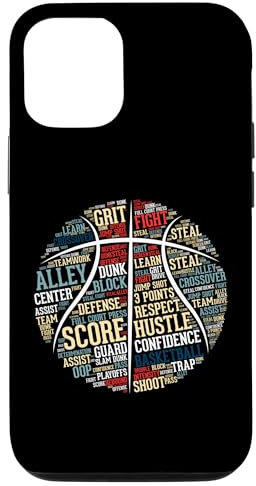 Hülle für iPhone 12/12 Pro Basketball Zitate Word Cloud Funny Hoops Baller Basketball