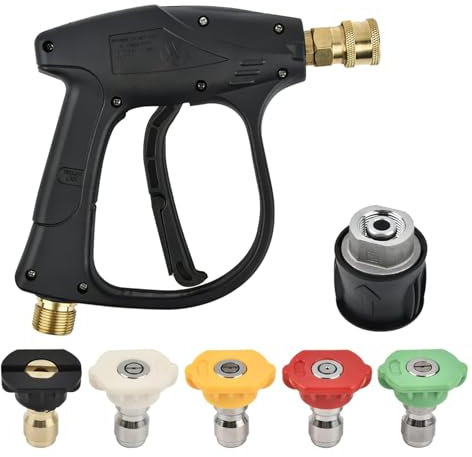 Michear High Pressure Washer Gun with 5 Nozzle Tips, M22 14MM Hose Adaptor, Jet Wash Gun for Car Washing, Patio & Home Cleaning – Top Gun Power Cleaner