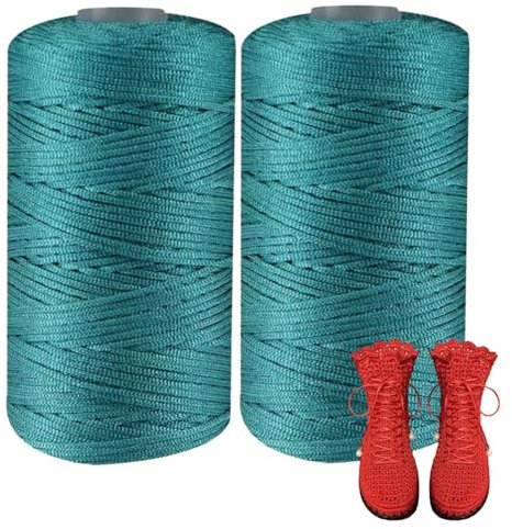 Makramee Garn,2 Stück Nylon-Häkelgarn,dünnes Eis-Baumwollgarn, Nylongarn Zum Häkeln Für Sommer-Cool-Hut, Schuhe, Taschen, Kissen, Handytaschen Und Autokissen