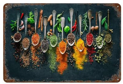 YYHMKBYY Küche Kräuter & Gewürze,Metall Vintage Blechschilder,Home Bar Restaurant Wanddekoration Schild,30 x 40 cm (12 x 16 Zoll)-30