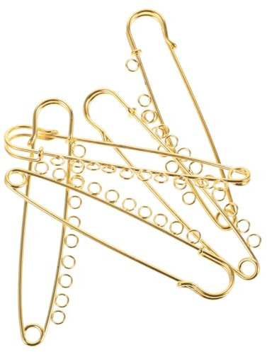 Goldene Sicherheitsbroschen aus Metall mit Ösen, 4 Stück