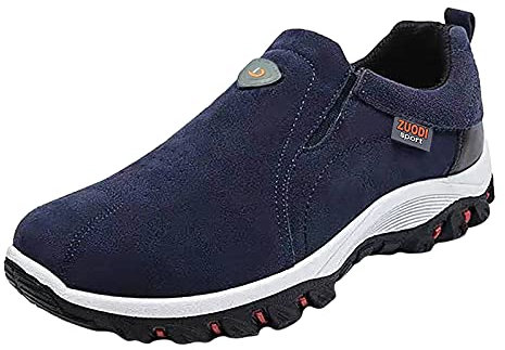 Hässliche Schuhe Herren Einfarbige runde Zehen-Laufschuhe für Herren Schnellverschluss Schuhe Herren (Dark Blue, 47)