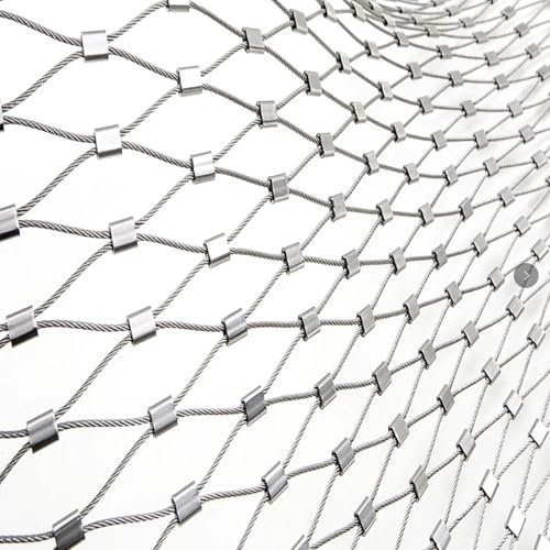 HJLKDYM Außenbereich Treppenzaun, Edelstahl Kabelnetz, Sicherheitsnetz Tierbarriere Zaun Geflügelnetz, Balkon Garten Bauernhof Dekor Zaun(Silver-2cm,3x6m)