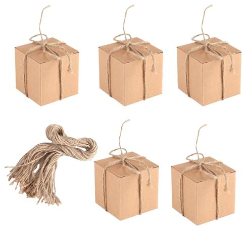 Karton Geschenkboxen, Karton Geschenkboxen Braun,Kleine Schachteln mit Deckel 5 x 5 x 5 cm, Pappschachteln mit Deckel,Kraftpapier Geschenk Box zum selber Aufbauen für Geschenke, Hochzeit, Party