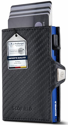 SF SCOFIELD Duality Classic Slim Wallet ohne Münzfach | Kartenetui Herren für 9-10 Karten | Geldbeutel Portemonnaie mit RFID Schutz | Wallets for Men | Kreditkartenetui