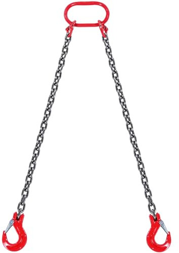 VEVOR 2-Strang Kettengehänge, 1,5 m Krankette mit Haken, G80 Forstkette, 2993 kg Anschlagketten für Motorzüge, G80 Motorhebekette Ø 8 mm Chokerkette Gabelkopfhaken, Hohe Festigkeit Krangehänge