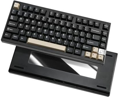 YUNZII AL75 PRO 75% Drahtlose Gaming-Tastatur, BT/2.4G/Wired Mechanische Aluminium-Tastatur mit PBT-Tastaturen, Gasket Mounted Hot Swap RGB Custom Tastatur für Mac/Win (Black, Cocoa Cream v2 linear)
