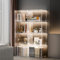 Vitrine en Verre, Vitrines Transparentes, avec Lumière LED, étagères De Rangement avec Porte en Verre Acrylique, Vitrine en Acrylique, pour Objets De Collection, Livres 2 Squares