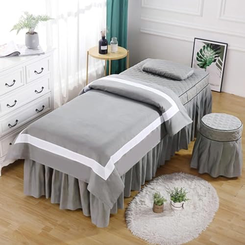 ILNCQLPM Massagebettrock, Massagetischrock, Bettdecke mit Loch, Schönheit, Vier Sets mit hochwertigem, europäischem, minimalistischem Salon, die Behandlung (grau 60 x 180 cm)