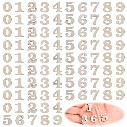 200 Stück Holznummern für Kunsthandwerk 15mm Holz Zahlen 0-9 Holznummern Craft Sperrholz 0 bis 9 Kleine Holzplatte Holznummernblöcke für Hochzeit DIY Dekorationen frühe Bildungslernspiele