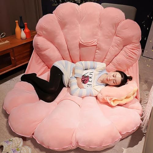 SHAIRMB Grandi Cuscini A Conchiglia, Cuscino Decorativo con Inserto in Morbido Velluto, Cuscino Decorativo Indossabile A Conchiglia, Cuscino Decorativo Portatile, per Divano,Rosa,40×52cm