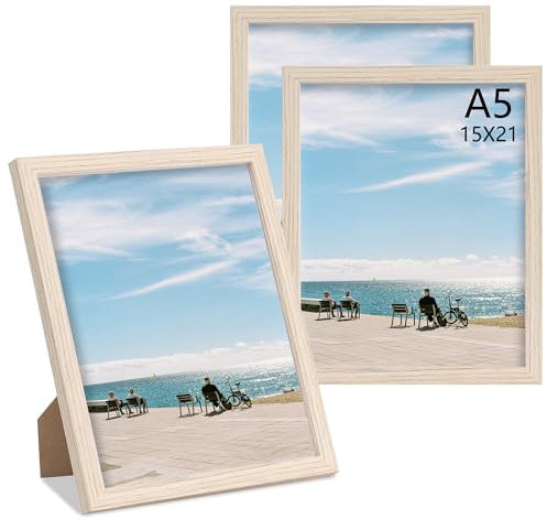 LYYYYX Bilderrahmen A5 Holzrahmen 15x21cm mit Acrylglas Rahmen DIN A5 in 3er Set,Fotorahmen for Urkunden,Fotos, Poster, Puzzles